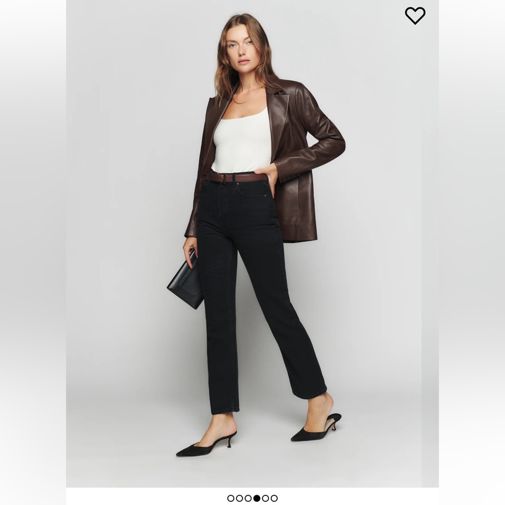 Reformation Faded Black - Liza High Straight Crop Jeans